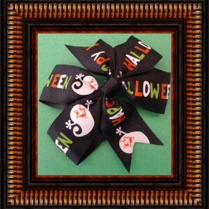 Handmade Halloween Hair Clip Bow For Girls With Ghost Designs